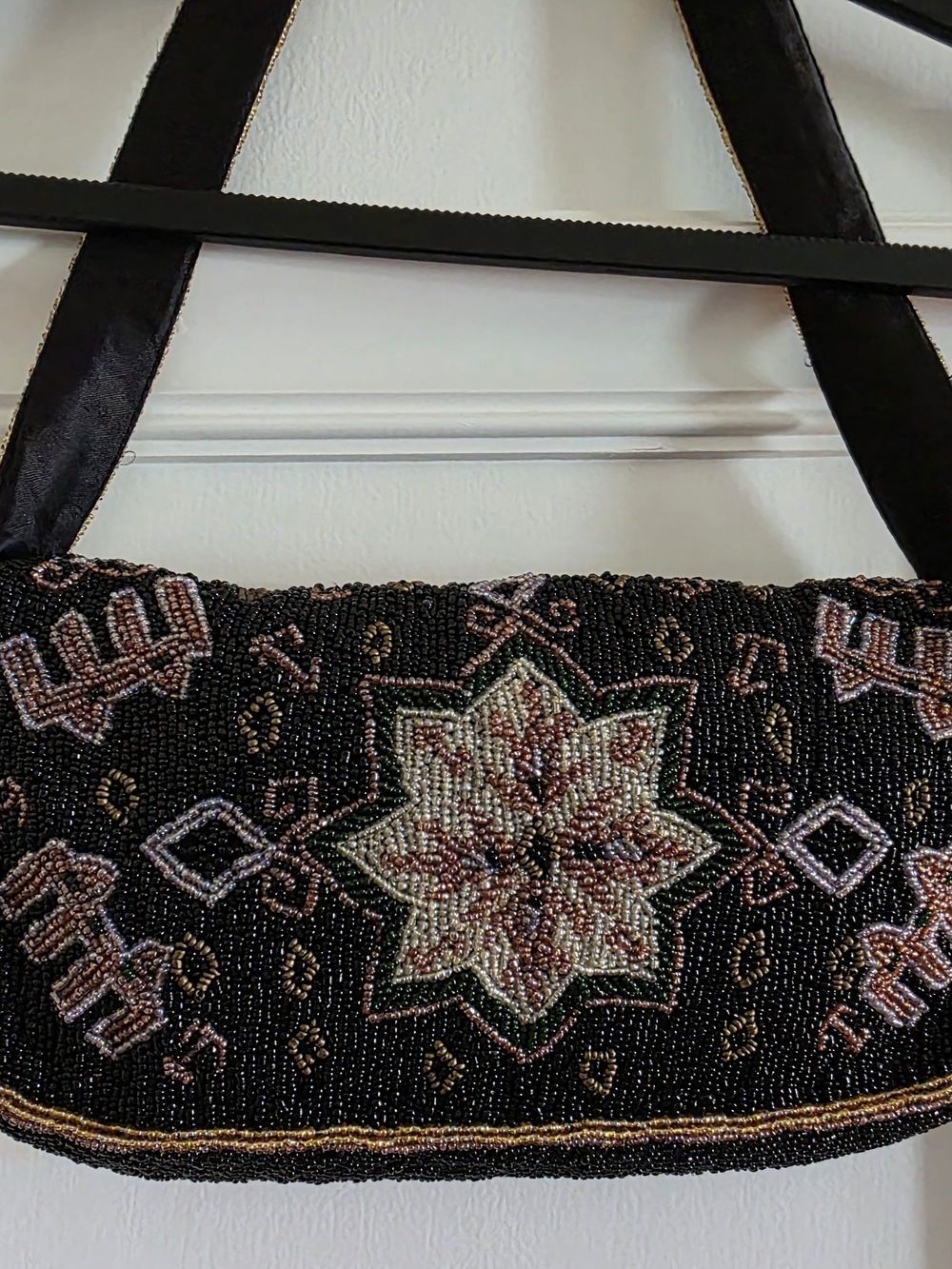 Vintage Christiana Glass Beaded Evening Bag Purse Hand Crafted Glass Bead India - Picture 4 of 10
